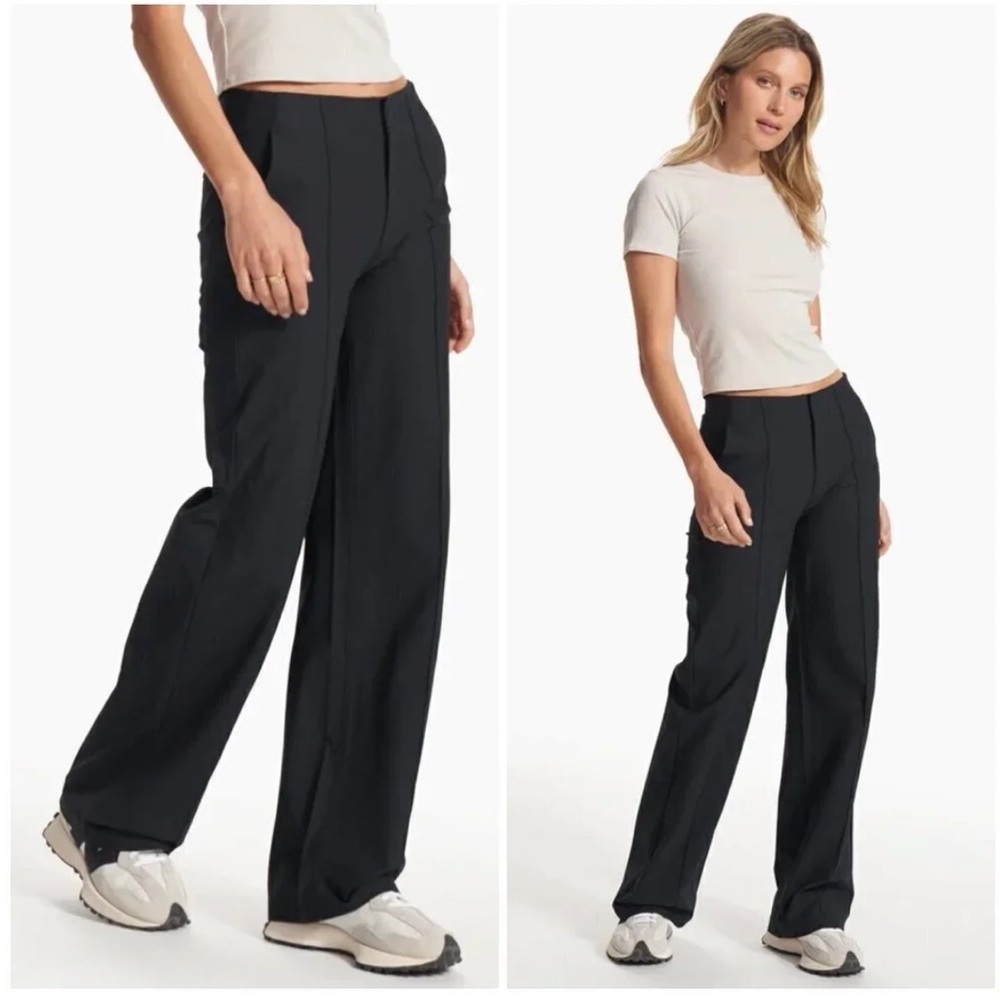 Vuori Women's Black Meta Wide Leg Tailored High Rise Pants Size L #VW4035-S